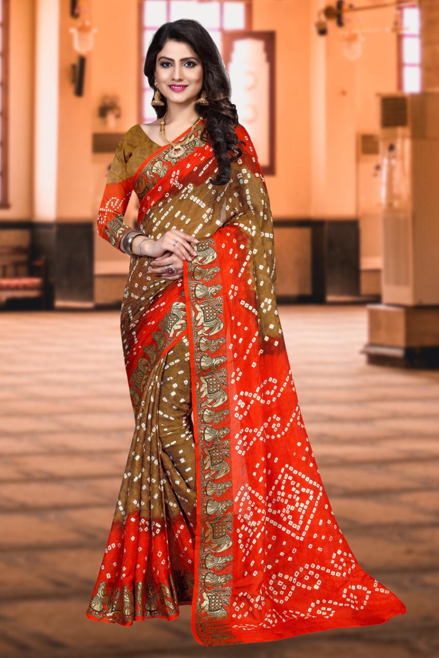 Palak Bandhej Latest Fancy Designer  Handicraft Pure Bandhej Silk Saree Collection